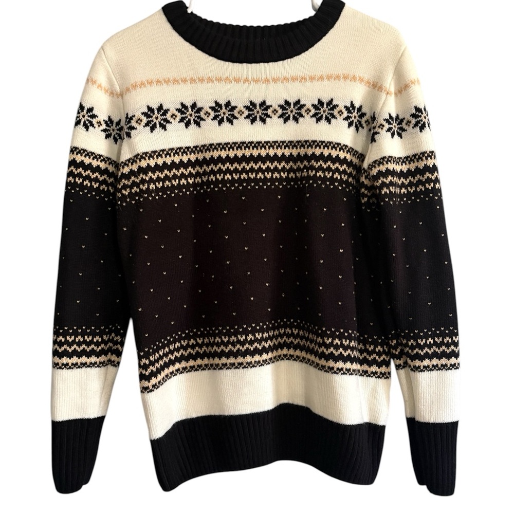 Ivory and Black Nordic Fair Isle Sweater